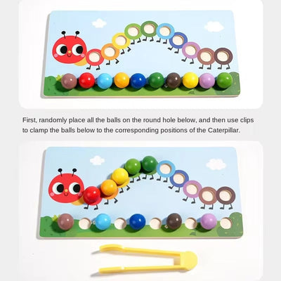 Matemáticas Montessori con orugas y aprendizaje con cuentas de colores - 549