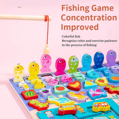 8in1 Multifunctional Logarithm Clock Sensory Wooden Board -