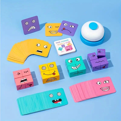 Wooden Face Changing Magic Cube Puzzle with Buzzer - 2 to 4 Players