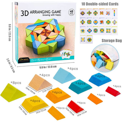 Rompecabezas mental de arreglo geométrico de madera en 3D - 178