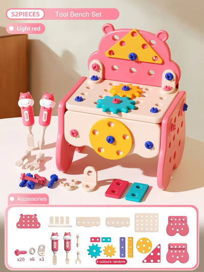 Caja de herramientas de taladro y destornillador eléctrico 3 en 1 para niños – Juego de construcción STEM, juguete educativo de ensamblaje DIY