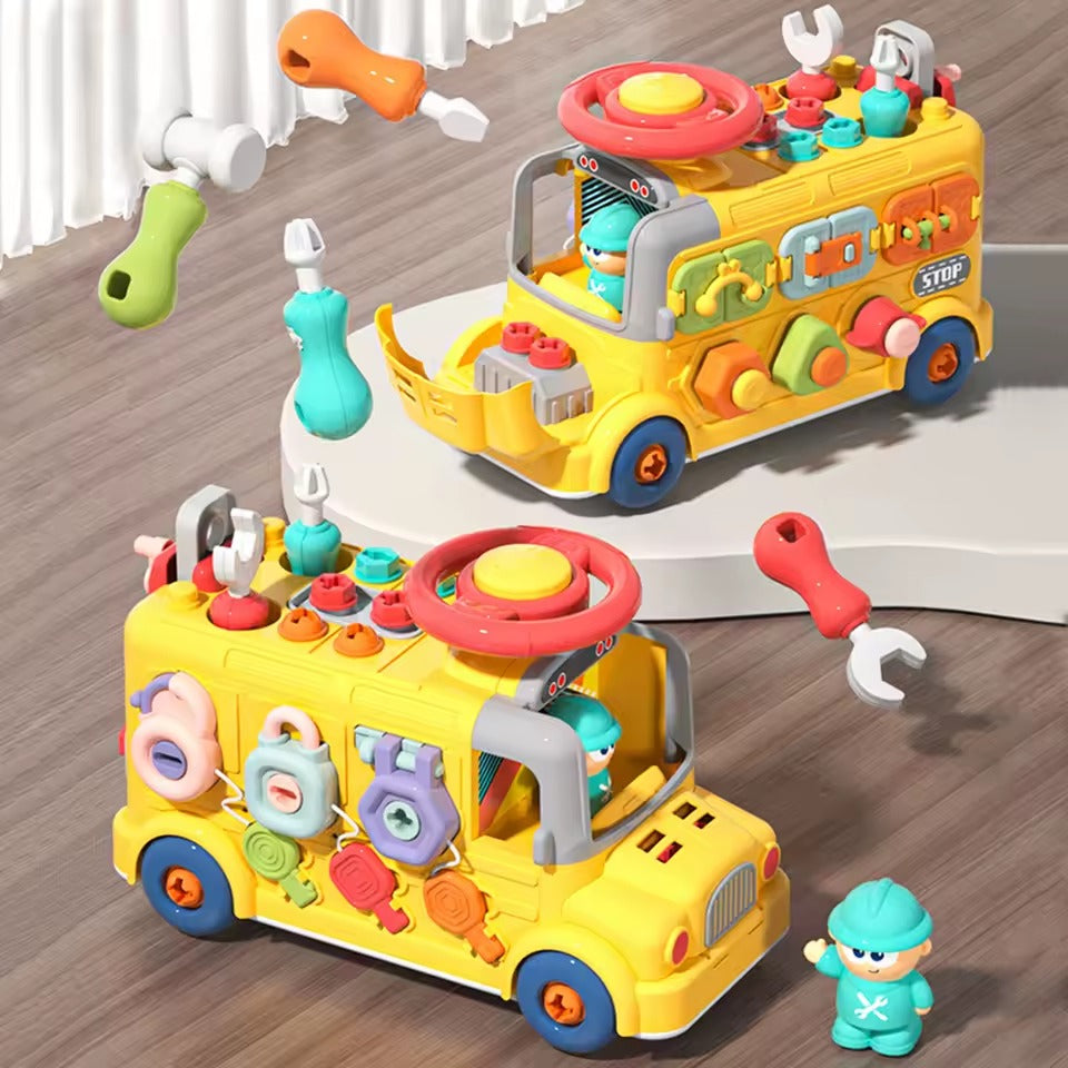 Multiple Busy Activity School Bus Tool Pretend Play Set - 517