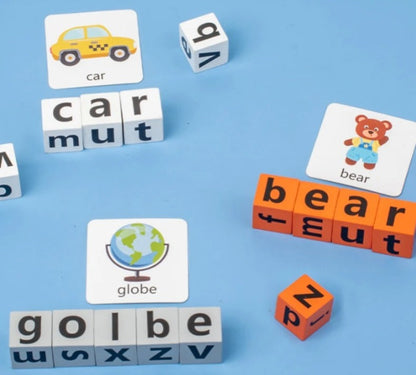 Wooden Spelling Blocks Game - 2 to 4 Players