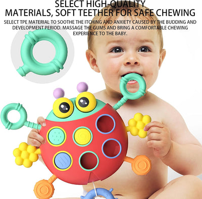 Cute Colorful Ladybug String Pull Sensory Rattle - 368