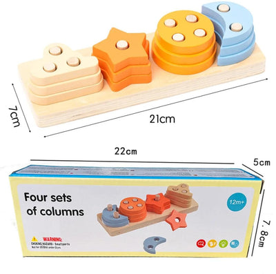 Wooden Star and Crescent Shape sorting Column - 299