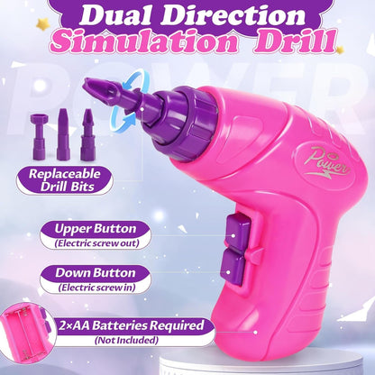 3in1 DIY Creative Magic Panel Electric Drill Tool Play Set 666 - Pink
