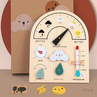 Fidtoy Wooden Weather Station Toy for Kids – Montessori Climate Learning & Parent-Child Interaction