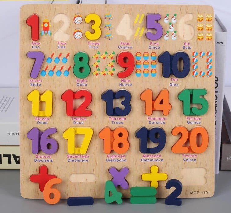 3D Wooden Alphabet & Number Board Combo – Capitals, Lowercase & Pictures