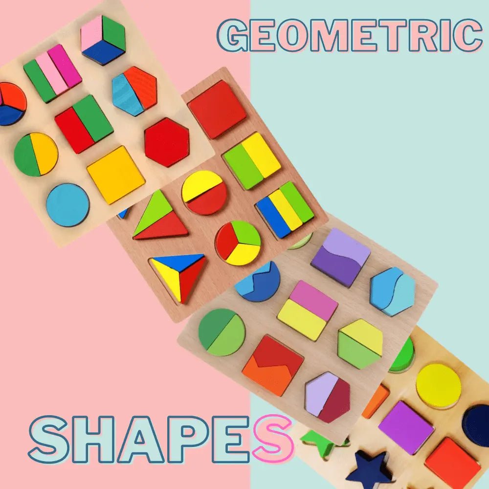 3D Board With Fixable & Sortable Shapes Puzzle, Geometric shapes - Wooden Shapes Board Big - Choose 1