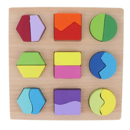 3D Board With Fixable & Sortable Shapes Puzzle, Geometric shapes - Wooden Shapes Board Big - Choose 1