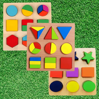 3D Board With Fixable & Sortable Shapes Puzzle, Geometric shapes - Wooden Shapes Board Big - Choose 1