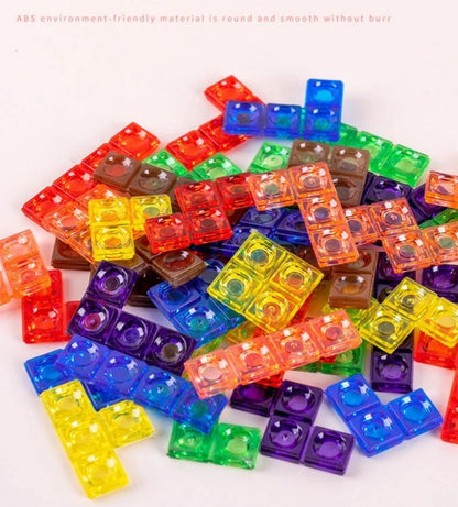 Vertical Tetris Puzzle Game – Transparent 3D Logic Board for STEM Learning and Strategy Play