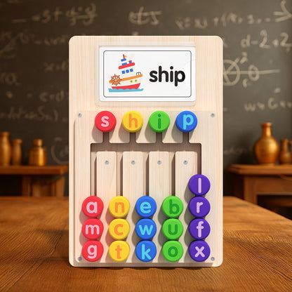 Alphabet Learning Board with 12 Word Cards for Kids