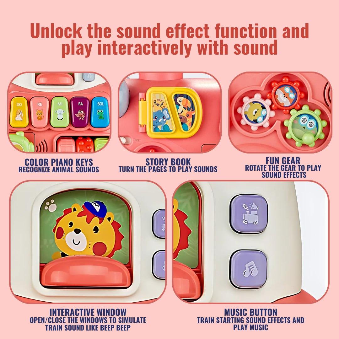 BIBI-INN Walker Train Ages 24 Months+ Musical Multifunctional Ride-On Gift For Kids by WISHLAND