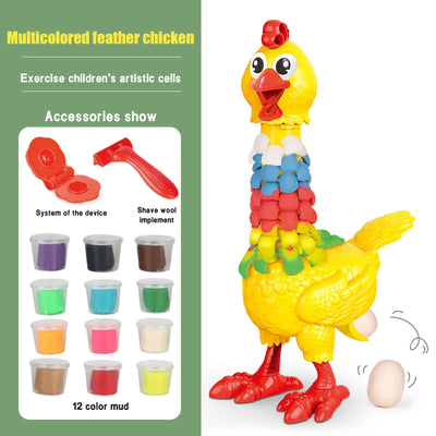 DIY Colorful Feathers Chicken Play Dough Laying Eggs - 286