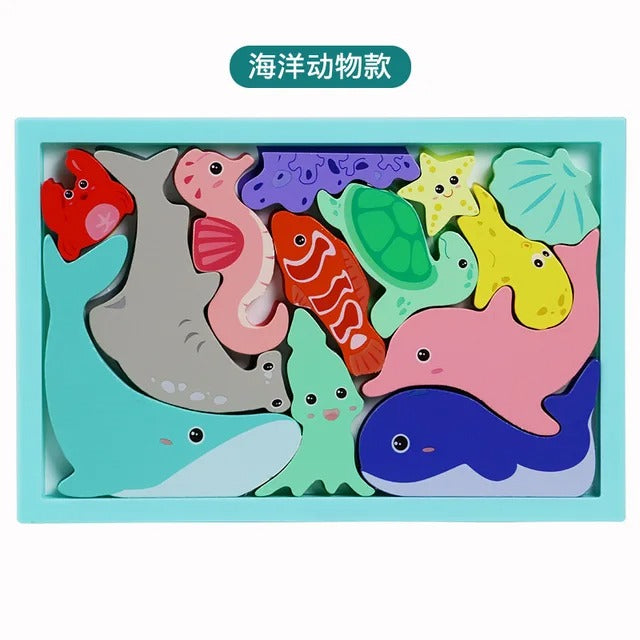 Wooden Logical Challenge Tray Blocks Game - Random Puzzle