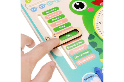 Wooden Learning Clock Calender Season Date & Weather Board