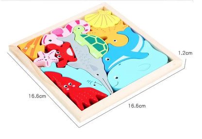 4-in-1 Wooden Animal Puzzles - Farm, Ocean, Dino and Wild Themes | Fine Motor and Cognitive Skill Builder