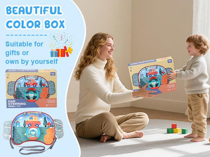 Kids Steering Wheel Toy with Lights and Music Interactive Driving Simulation Playset for Toddlers, Travel Entertainment with Horn and Gear Shift Fun Gift for Boys Girls