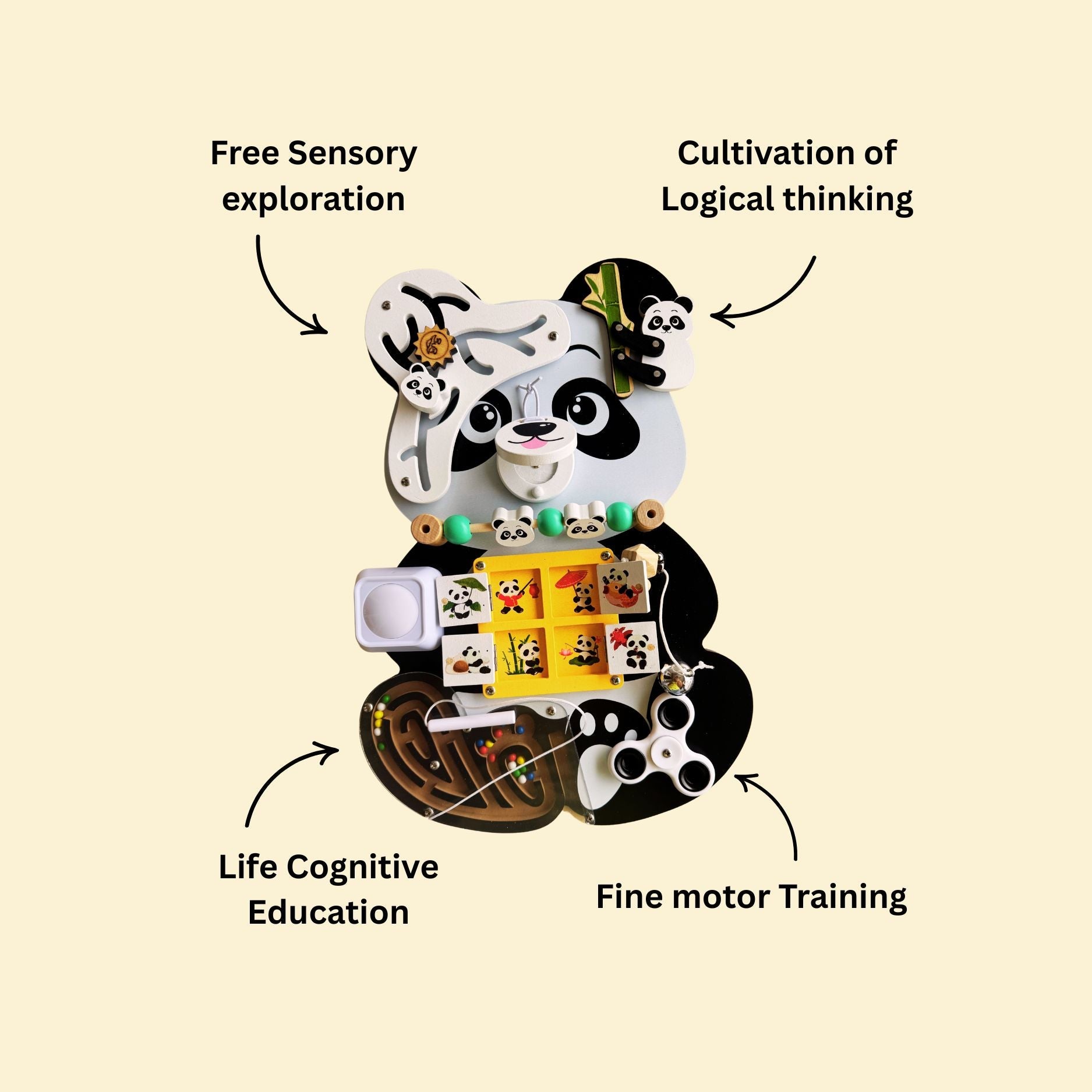 Wooden Busy Board - Steam Education Concept (Panda)