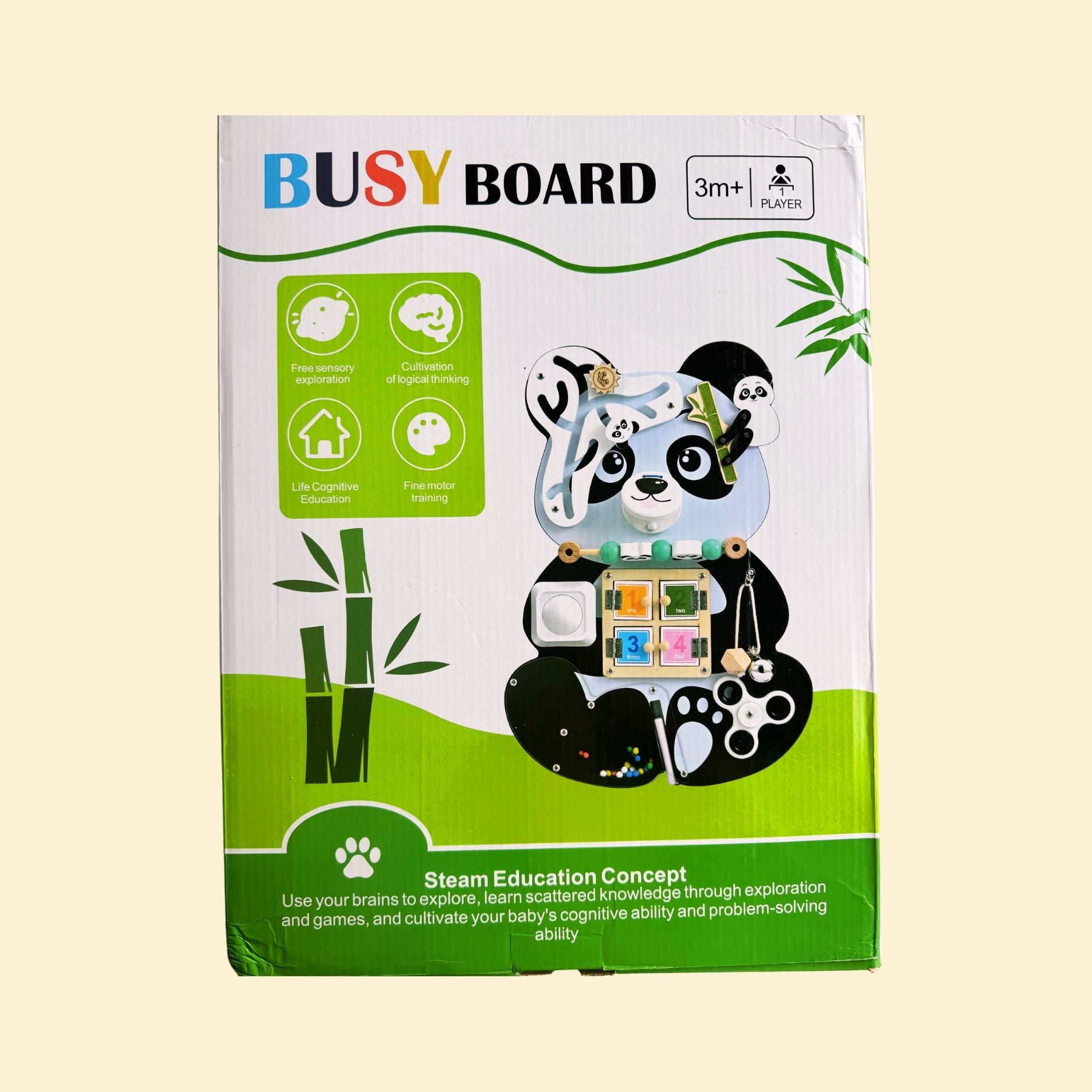Wooden Busy Board - Steam Education Concept (Panda)
