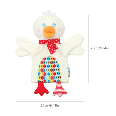 Linda marioneta de mano de animal de dibujos animados Mono rana pato Juguete de peluche muñeca bebé Toalla de confort