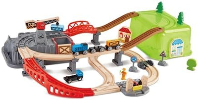 Fidtoy – Circuit de Train en Bois – Kit de Construction en Seau 50 Pièces