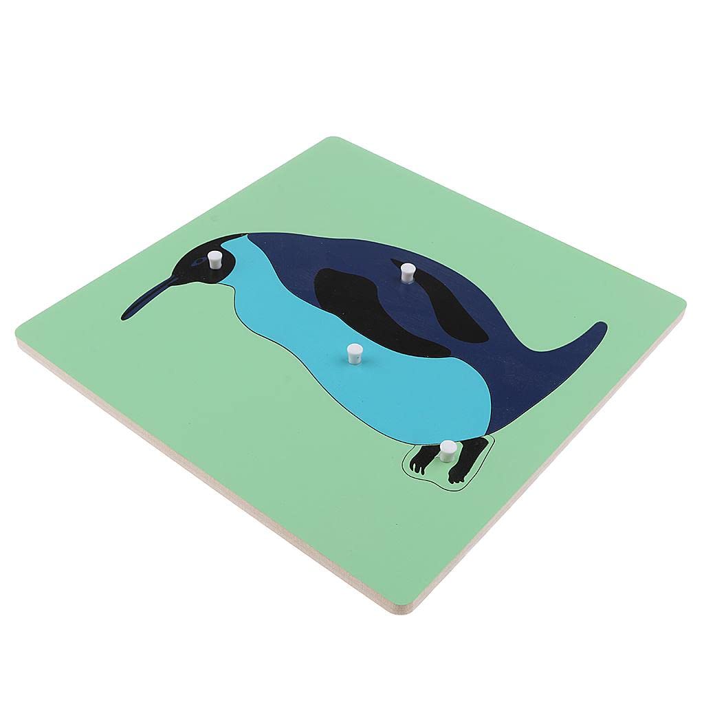 Montessori Wooden Animals Jigsaw Puzzle Panel Kids Baby Toys Penguin
