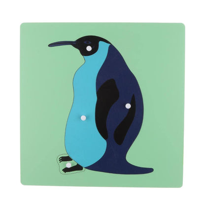 Montessori Wooden Animals Jigsaw Puzzle Panel Kids Baby Toys Penguin