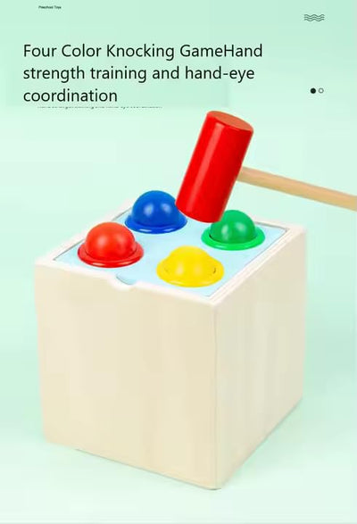 Fidtoy Montessori Wooden 5-in-1 Activity Toy – Shape Sorting, Hammer Ball, Fishing & Fine Motor Learning Set