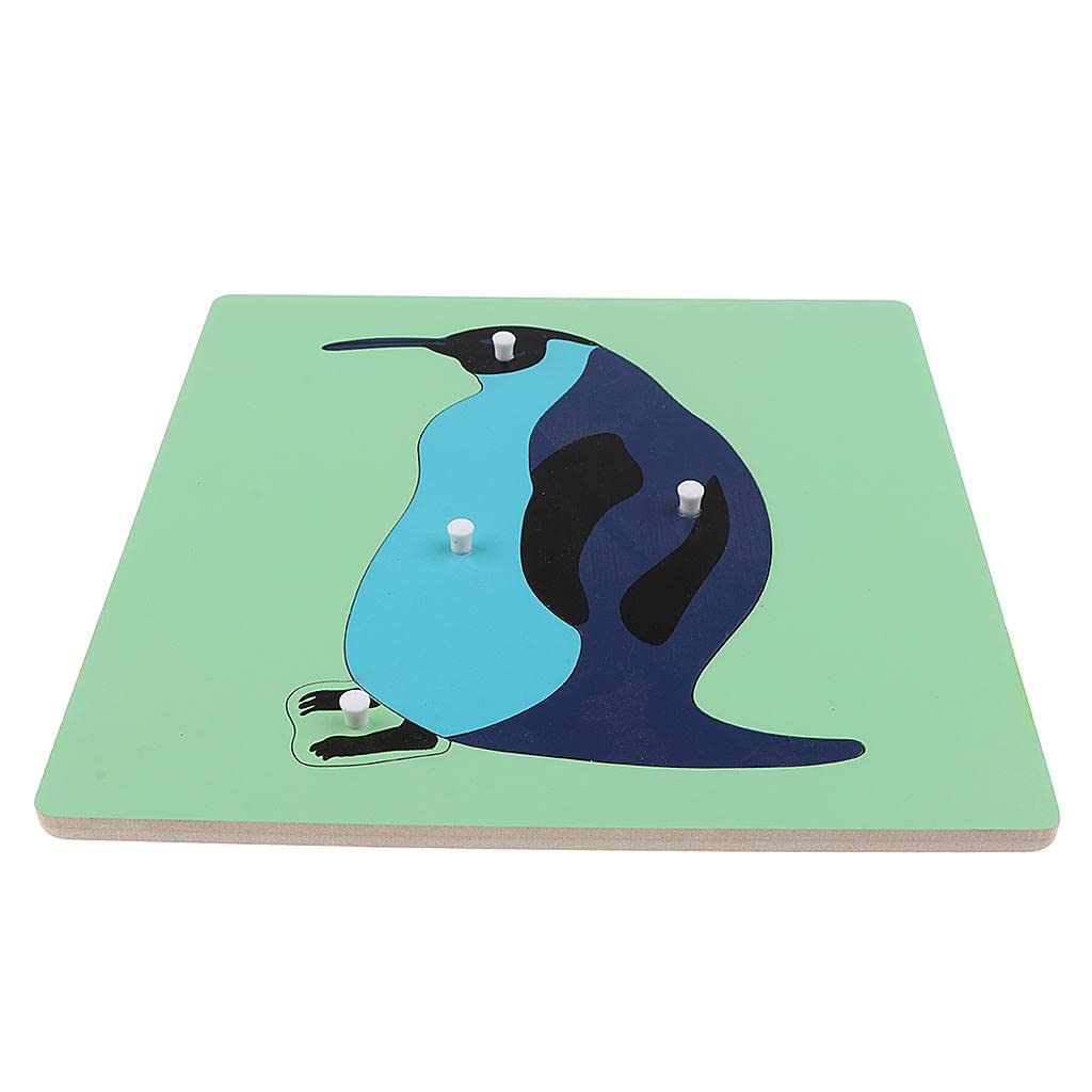 Montessori Wooden Animals Jigsaw Puzzle Panel Kids Baby Toys Penguin