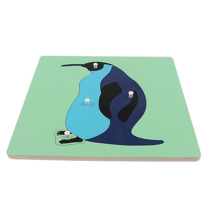 Montessori Wooden Animals Jigsaw Puzzle Panel Kids Baby Toys Penguin