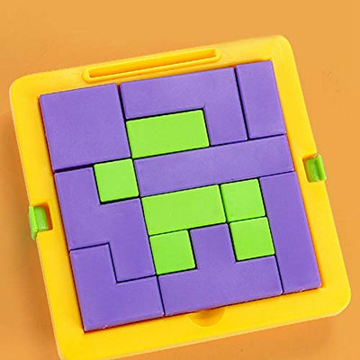 Fidtoy Variform Squares Mind Pattern Puzzle for Kids | 55 Challenge Cards, 13 Plastic Logic Blocks, Color Matching, Pattern Building, Memory & Problem-Solving Game Age 5-12