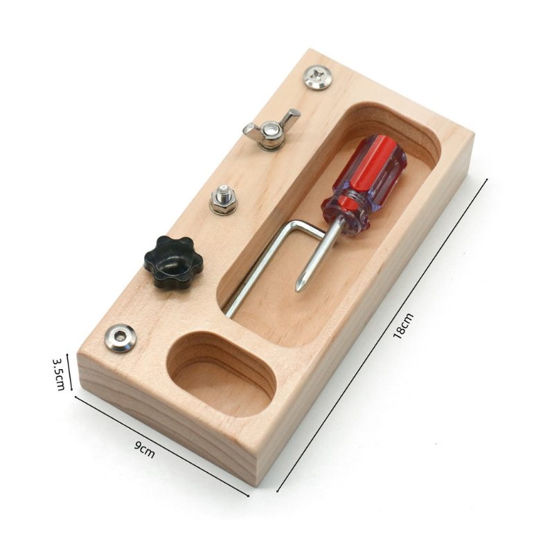 Tablero Montessori de Tornillos y Juegos para Niños