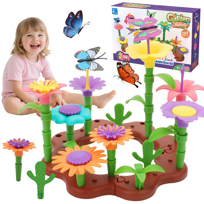 54 PCS DIY Flower Garden Toy Creative Building Planting Set for Girls Montessori-Inspired STEM Playset for Ages 3–6