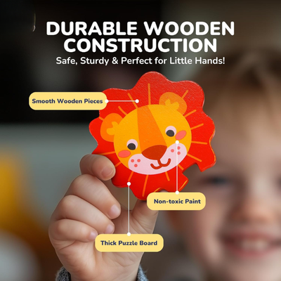 Jeu de Puzzles en Bois Épais MiniMind™ - Jouets d'Apprentissage Montessori pour Tout-Petits