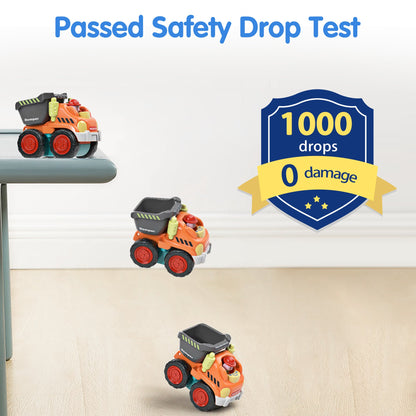 Construction Toy Trucks, Baby Mini Push Go Cars W/ Playmat