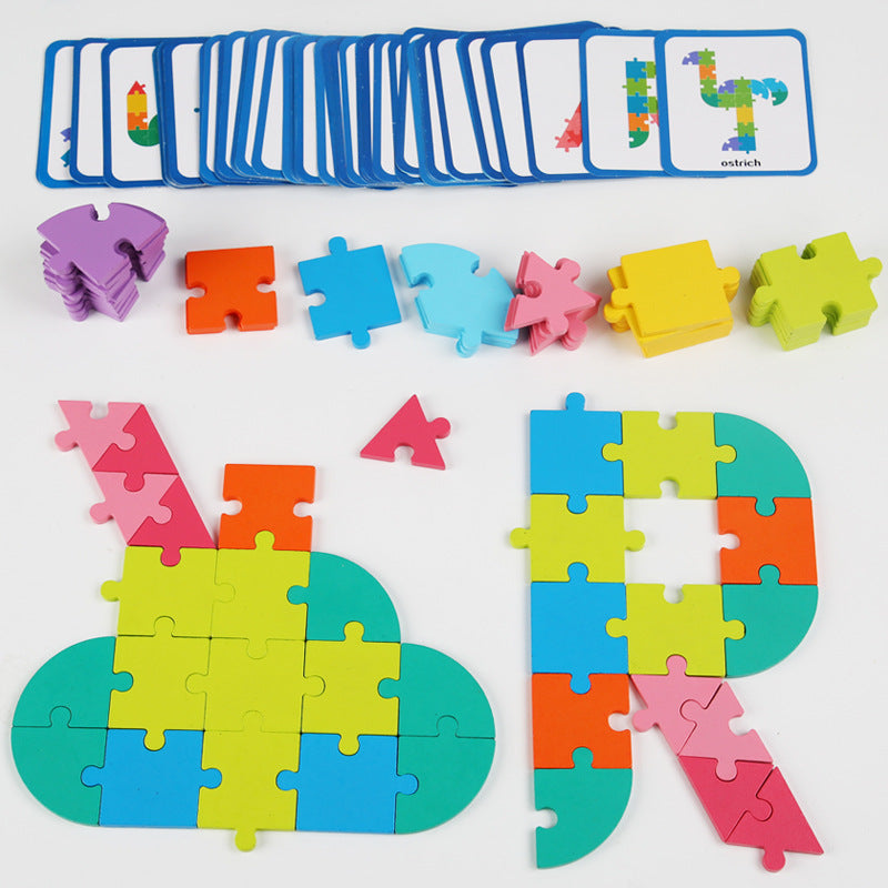 Fidtoy 65-Piece Wooden 3D Puzzle – Montessori Logical Thinking Toy for Kids Ages 4-6
