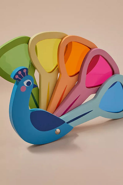 Jouet mélangeur de lumière sensoriel en bois « Paon » avec lentilles pour mélanger les couleurs primaires