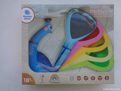 Jouet mélangeur de lumière sensoriel en bois « Paon » avec lentilles pour mélanger les couleurs primaires