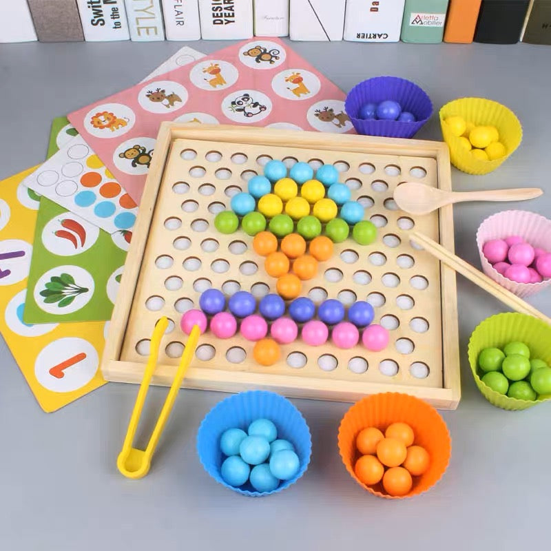 Montessori inspired 2 in 1 Bead Sorting Game and Memory Game