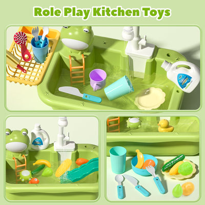 Évier de cuisine Fidtoy avec eau courante pour enfants de 3 ans et plus
