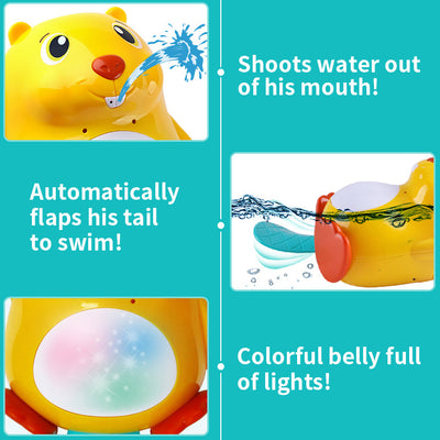 Fidtoy Jouet de Bain Castor avec Jet d'Eau et Lumières