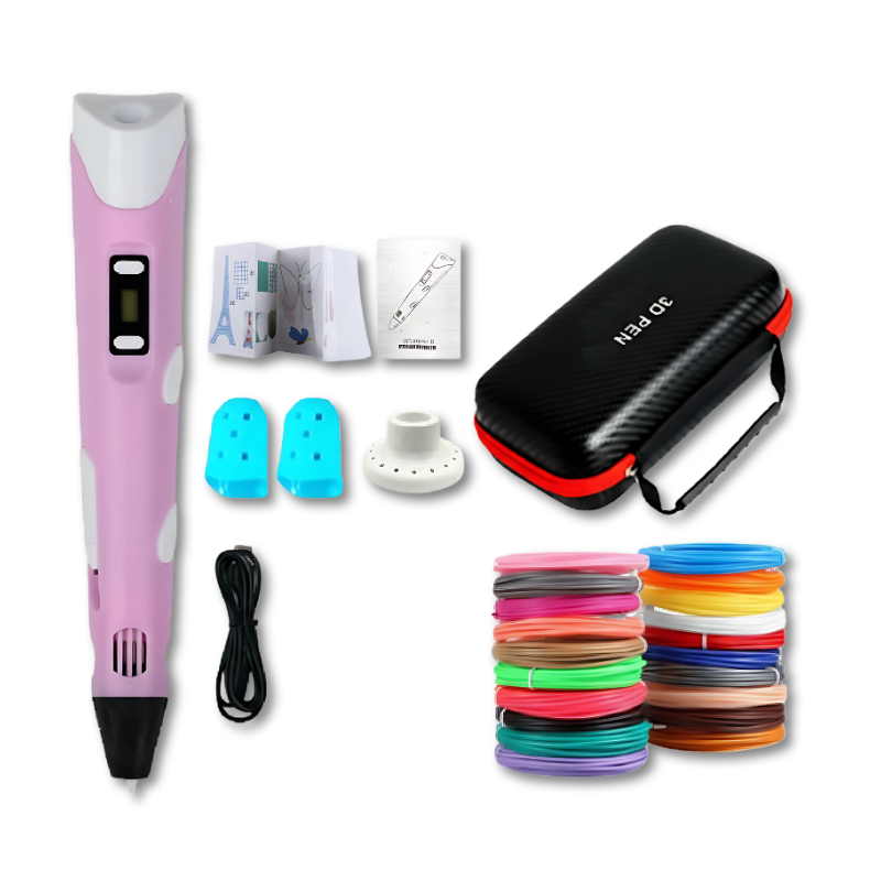 3D Printing Pen Set – Portable Drawing Pen with LED Display & PLA Filament for Kids & Adults