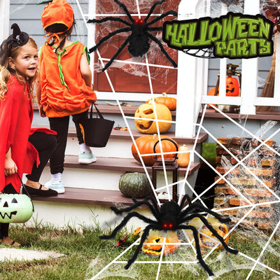 Fidtoy Grandes décorations d'araignée d'Halloween – Lot de 2
