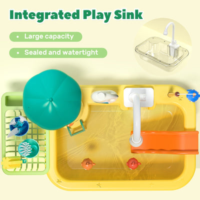Fidtoy Évier de Cuisine Jouet pour Enfants avec Robinet d'Eau Courante