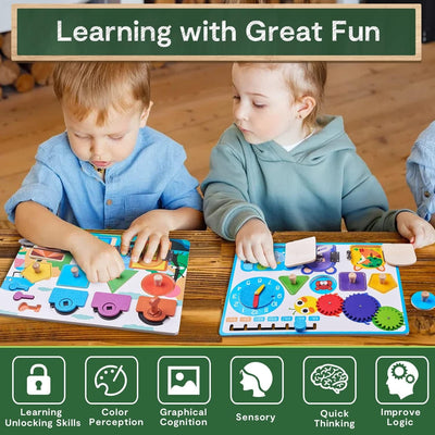 Wooden Shape Sensory Activity Busy Board - 000