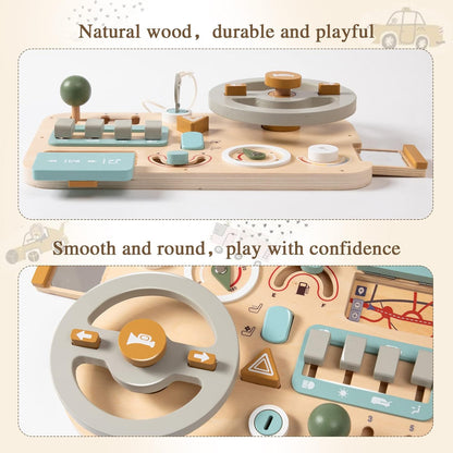 Wooden Montessori Steering Wheel Sensory Activity Board