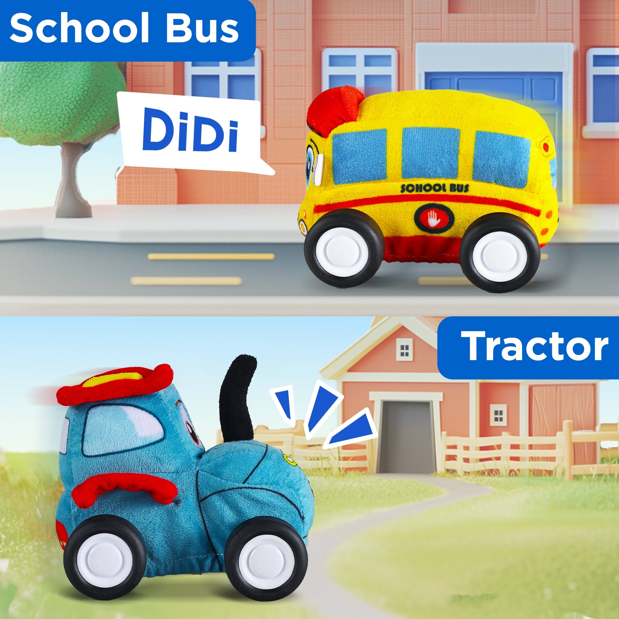 Baby Soft Remote Control Toy Cars, Toddler RC Tractor Truck School Bus