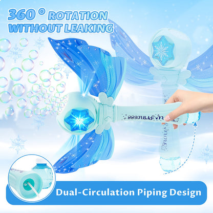 Magical Princess Bubble Wand with Wings Automatic Bubble Machine for Kids with Music Lights Indoor Outdoor Garden Adorable Toy for Kids